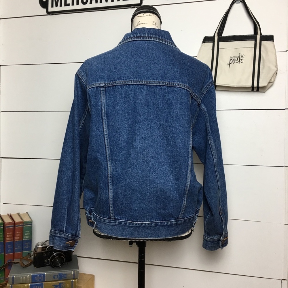 Vintage 90s Bill Blass Denim Trucker Jacket 100% Cotton Americana Blue Jean Coat - Picture 8 of 8